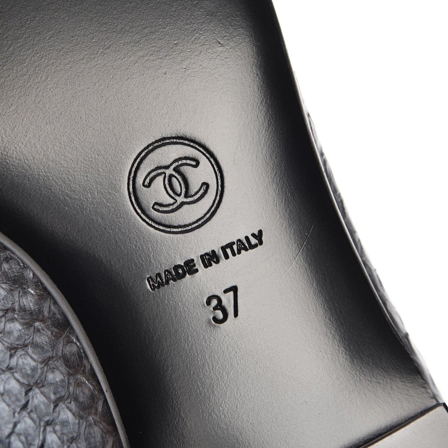 Metallic Python CC Mocassin Loafers 37 Dark Grey