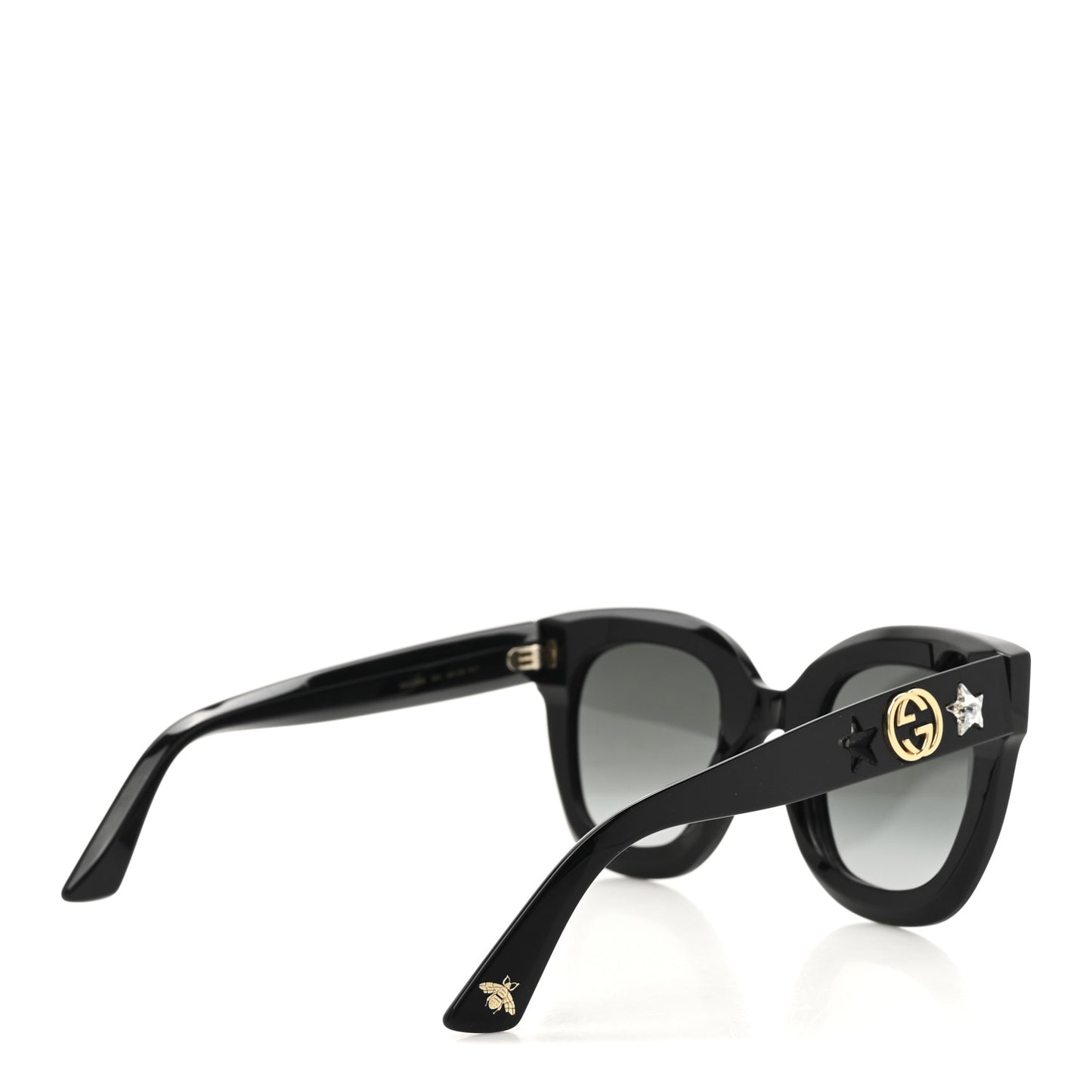 Acetate Crystal Star Round Frame Sunglasses GG0208S Black Black