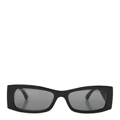 Chanel Acetate Rectangle Logo Sunglasses 5566 Black 2 of 7