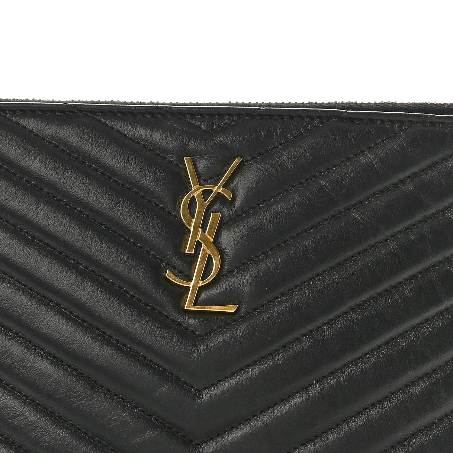 Saint Laurent Calfskin Matelasse Chevron Monogram A5 Wristlet Black 8 of 9