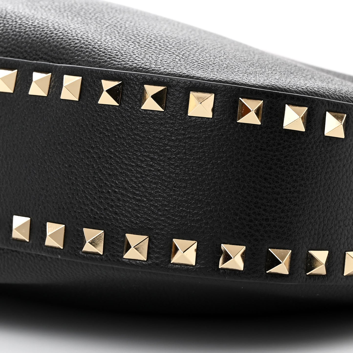 Grained Calfskin Rockstud Hobo Bag Black