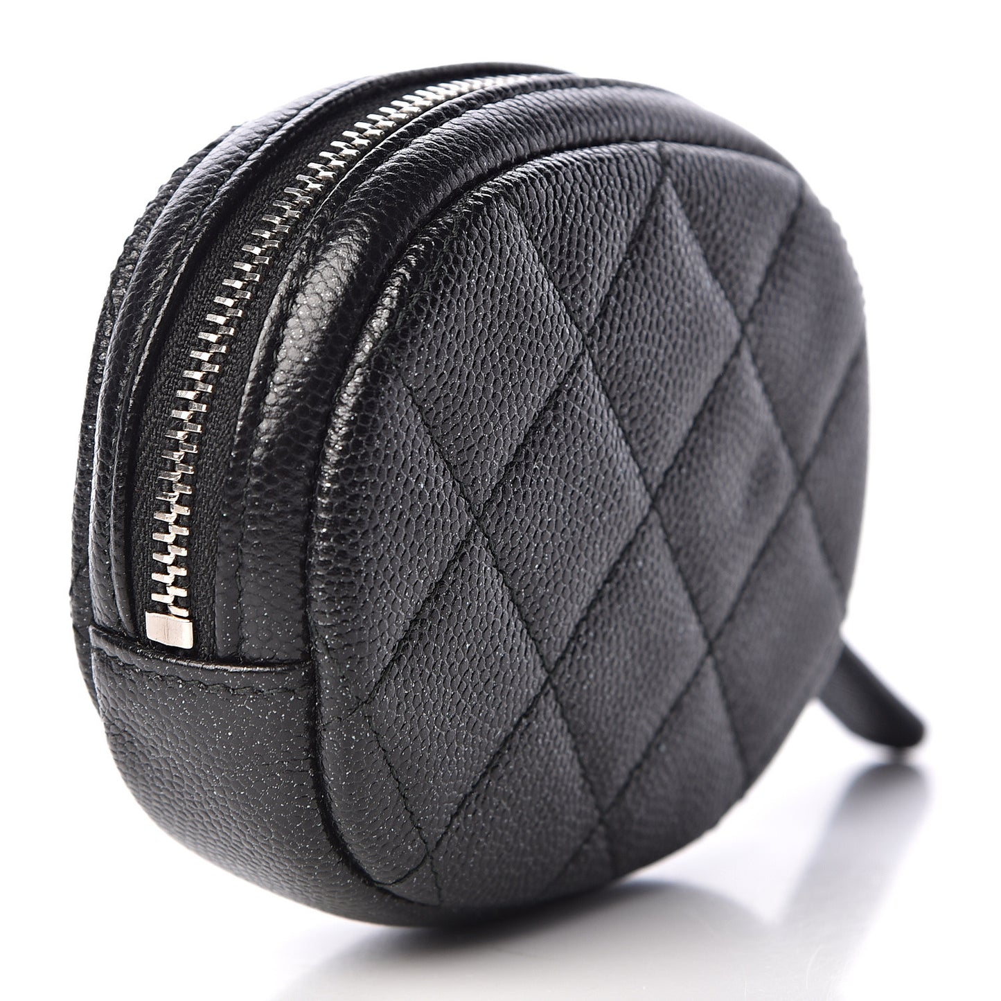 Iridescent Caviar Quilted Zip Around Classic Coin Purse Black