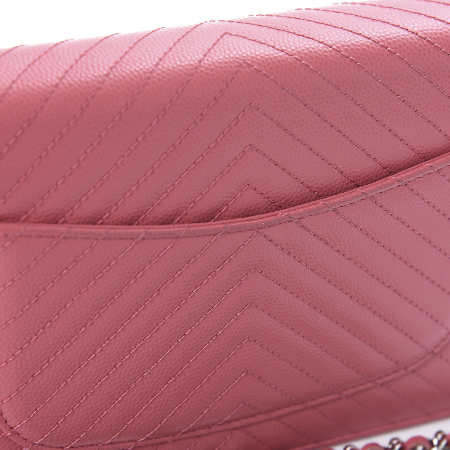 Chanel Caviar Chevron Quilted Wallet On Chain WOC Pink 10 of 12