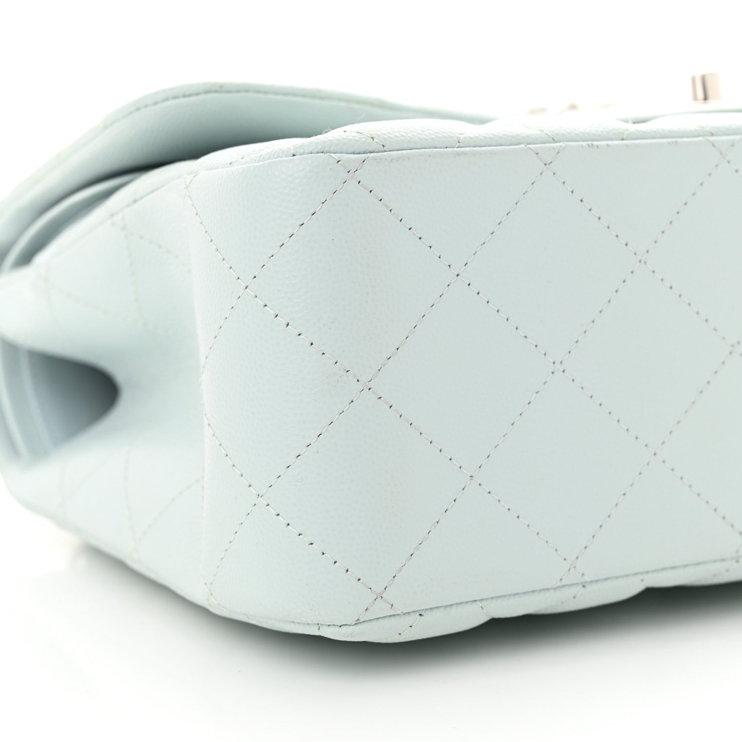 Caviar Quilted Jumbo Double Flap Light Blue