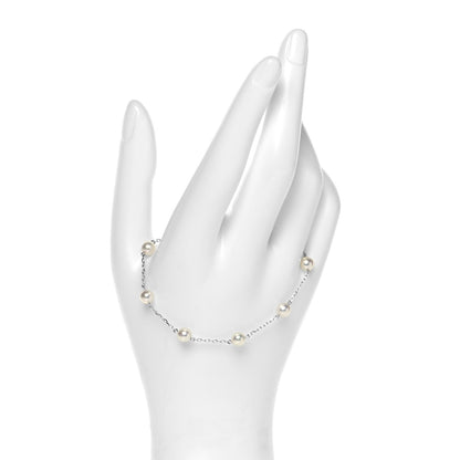 Mikimoto 18K White Gold 5mm Akoya Pearl Station Bracelet 2 of 4