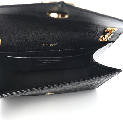 Saint Laurent Grain De Poudre Textured Mixed Matelasse Triquilt Medium Monogram Satchel Black 7 of 11