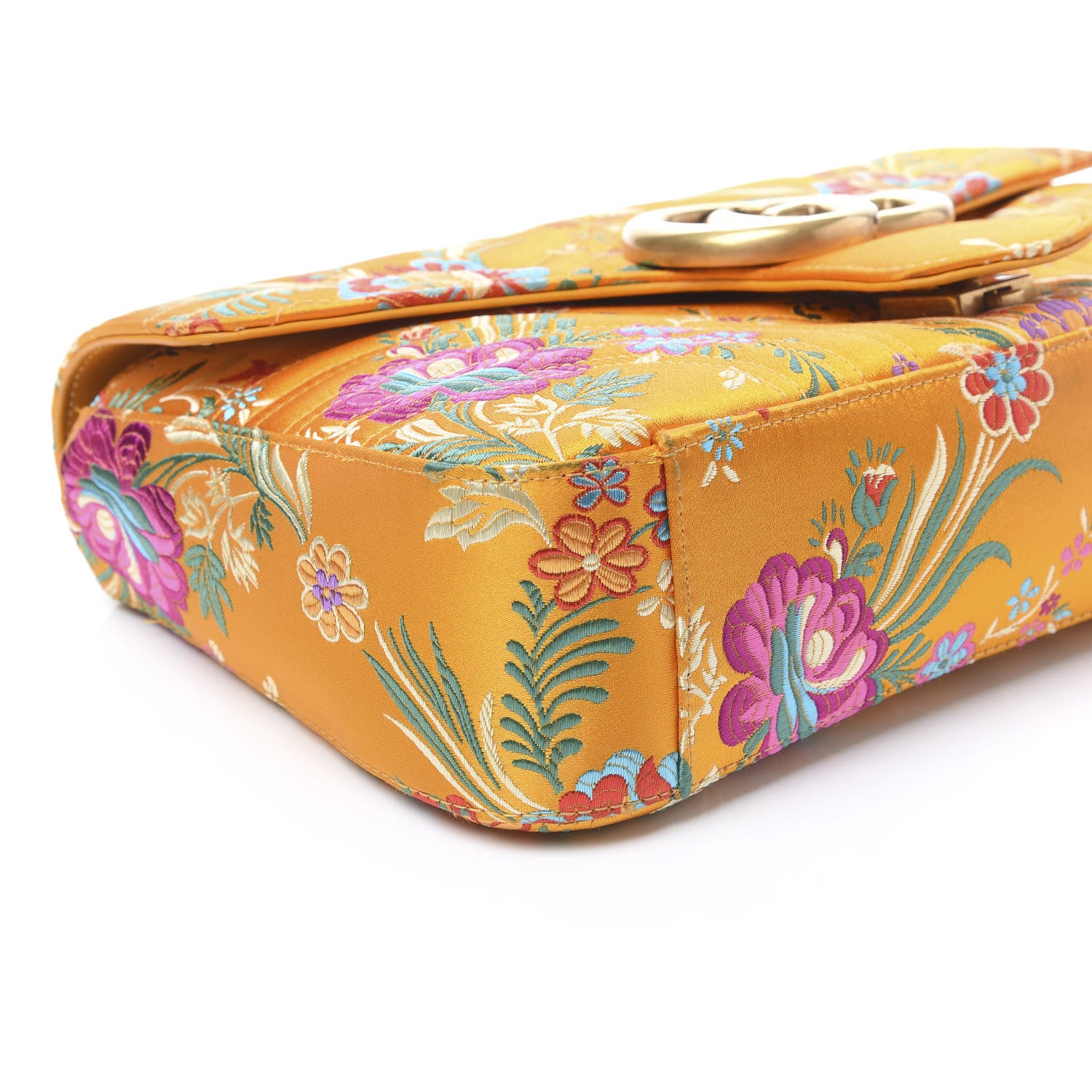 Gucci Jacquard Matelasse Floral Medium GG Marmont Shoulder Bag Yellow 8 of 10