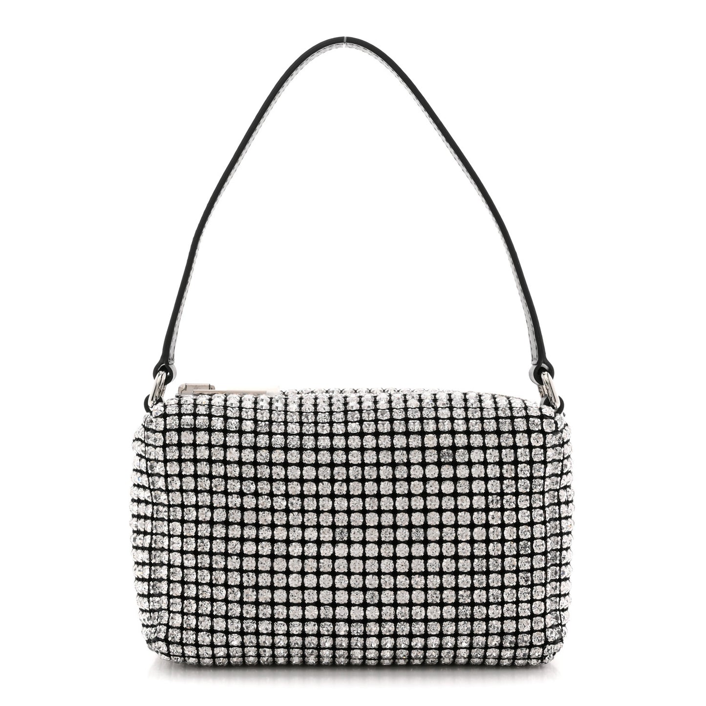 Mesh Crystal Rhinestone Mini Heiress Pouch Black Silver