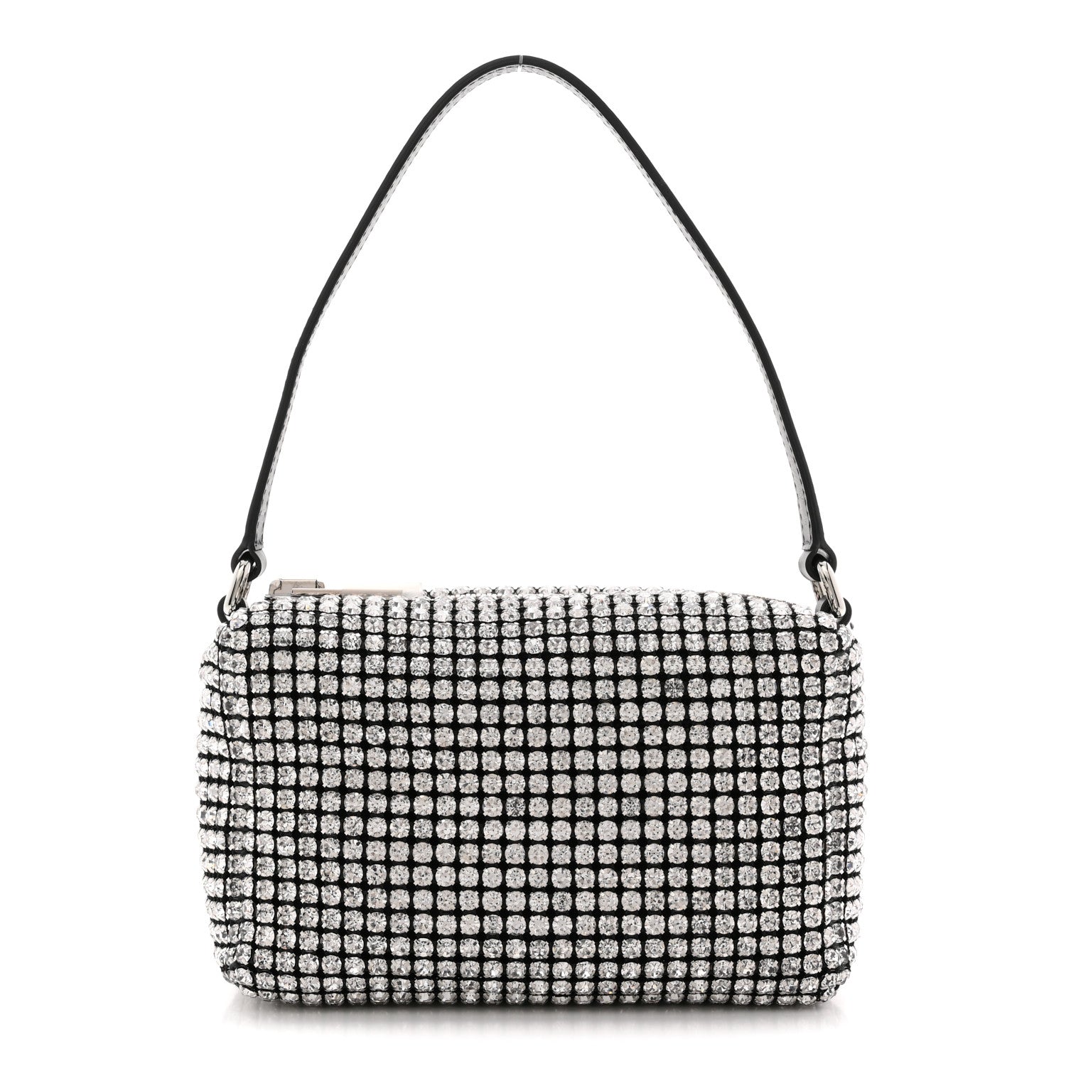 Alexander Wang Mesh Crystal Rhinestone Mini Heiress Pouch Black Silver 1 of 10