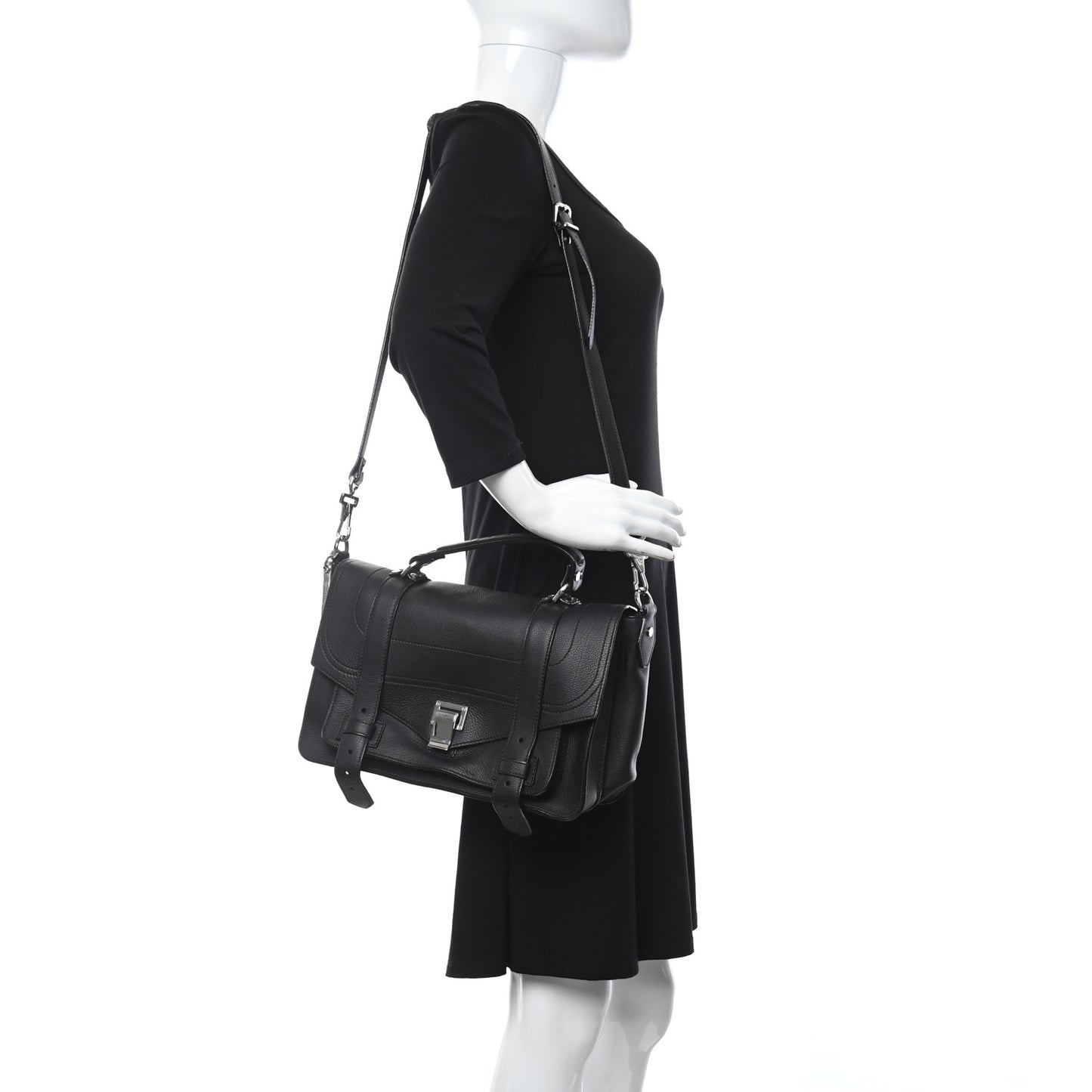 Soft Grainy Calfskin Medium PS1 Satchel Black