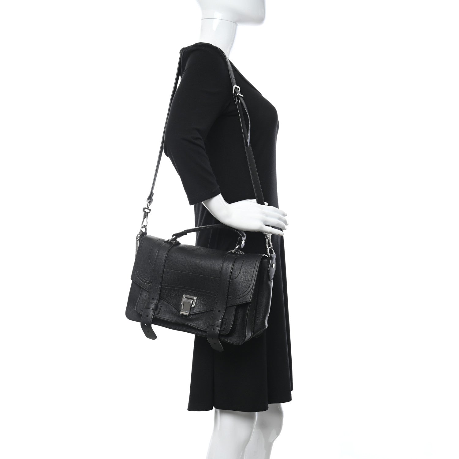 Proenza Schouler Soft Grainy Calfskin Medium PS1 Satchel Black 2 of 11