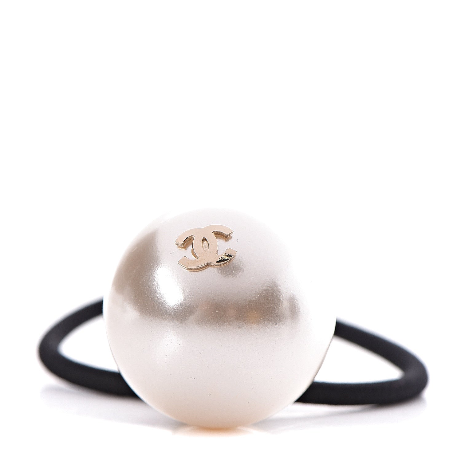 Chanel Pearl CC Hair Tie Black White 1 of 4