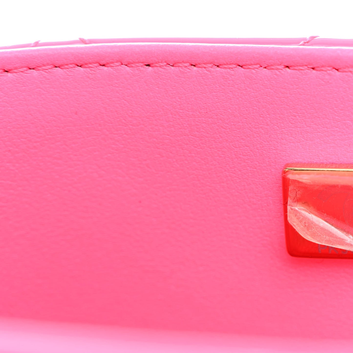Patent Quilted CC Vani-Tea Case With Chain Neon Pink