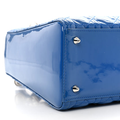 Christian Dior Patent Cannage Medium Lady Dior Blue 7 of 11