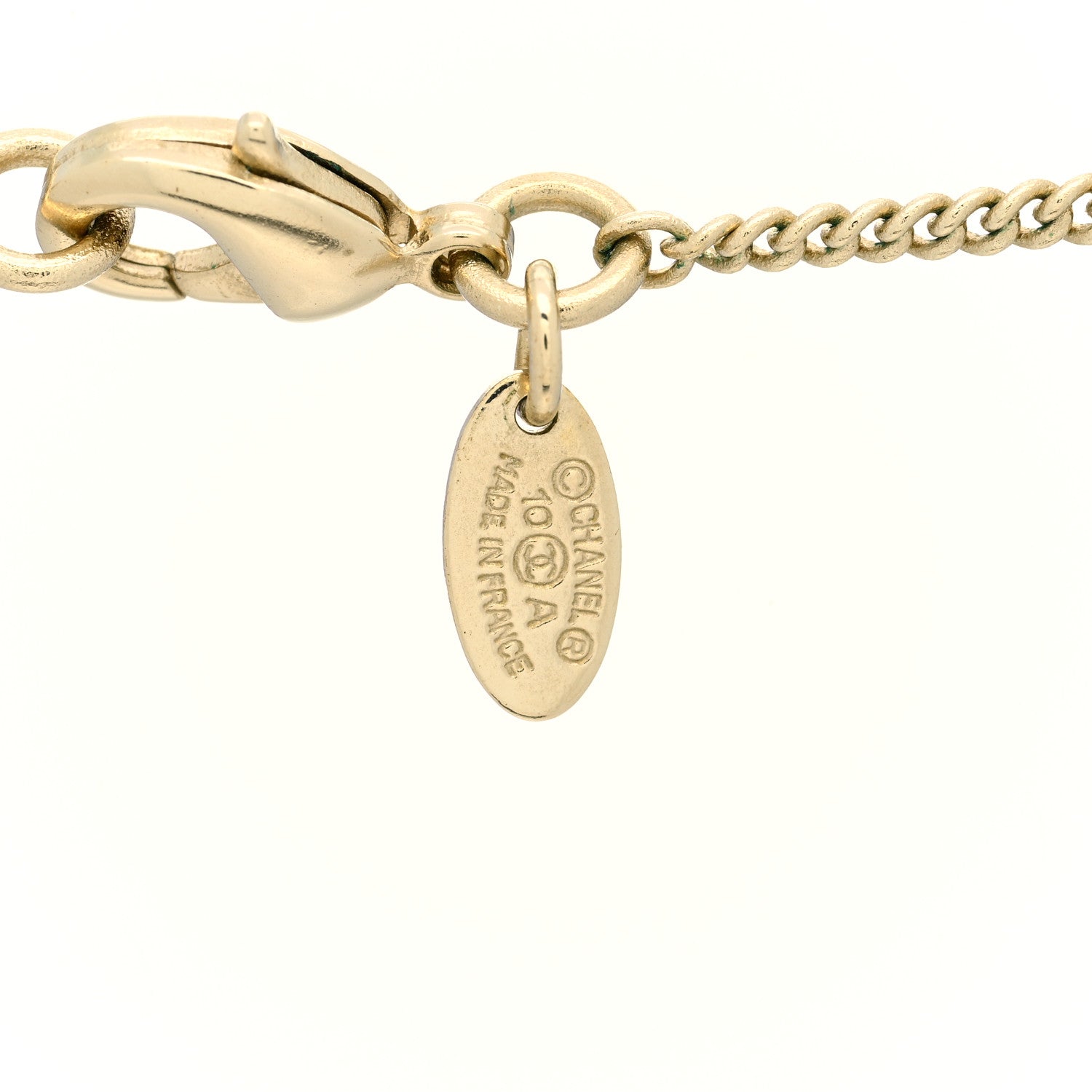 Chanel Pearl Crystal CC Pendant Necklace Light Gold 5 of 5