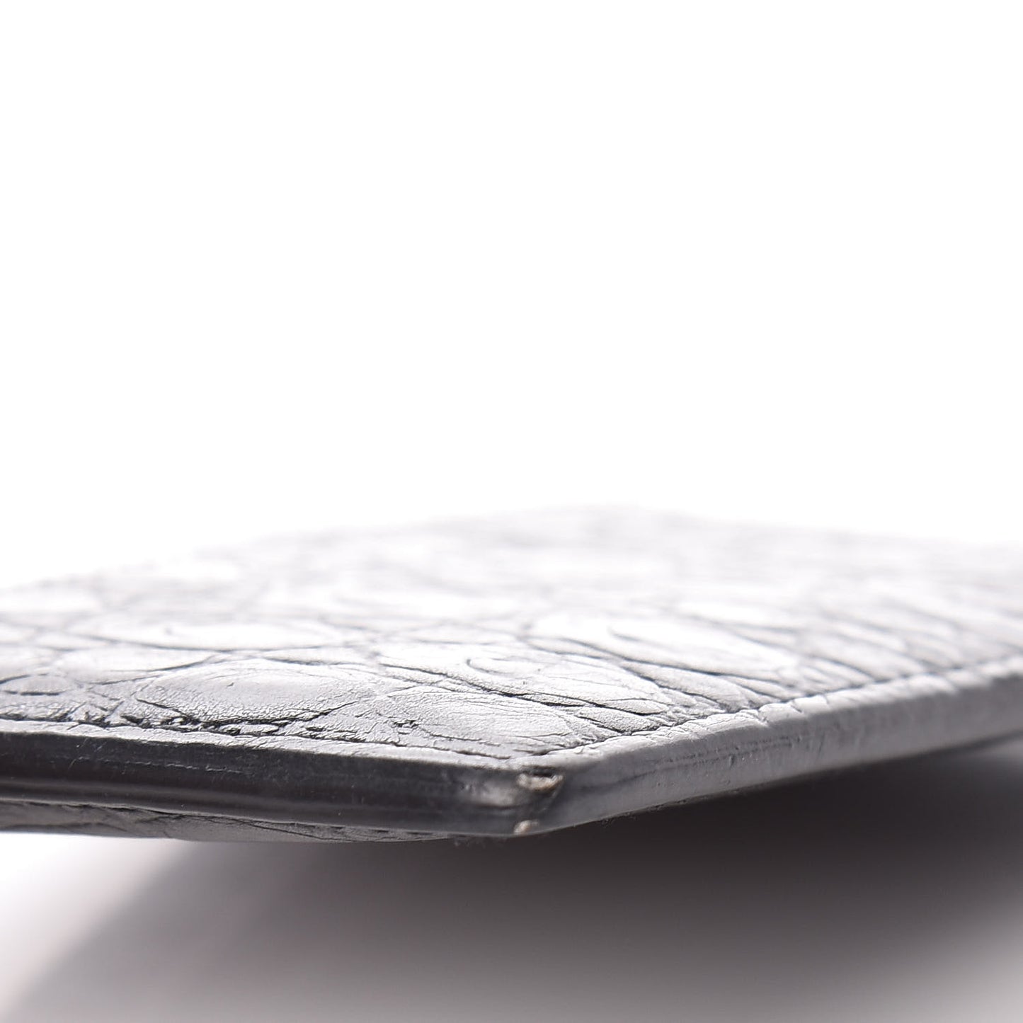 Calfskin Crocodile Embossed Card Case Black