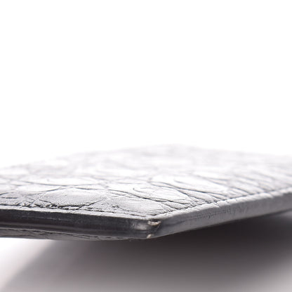 Saint Laurent Calfskin Crocodile Embossed Card Case Black 9 of 10