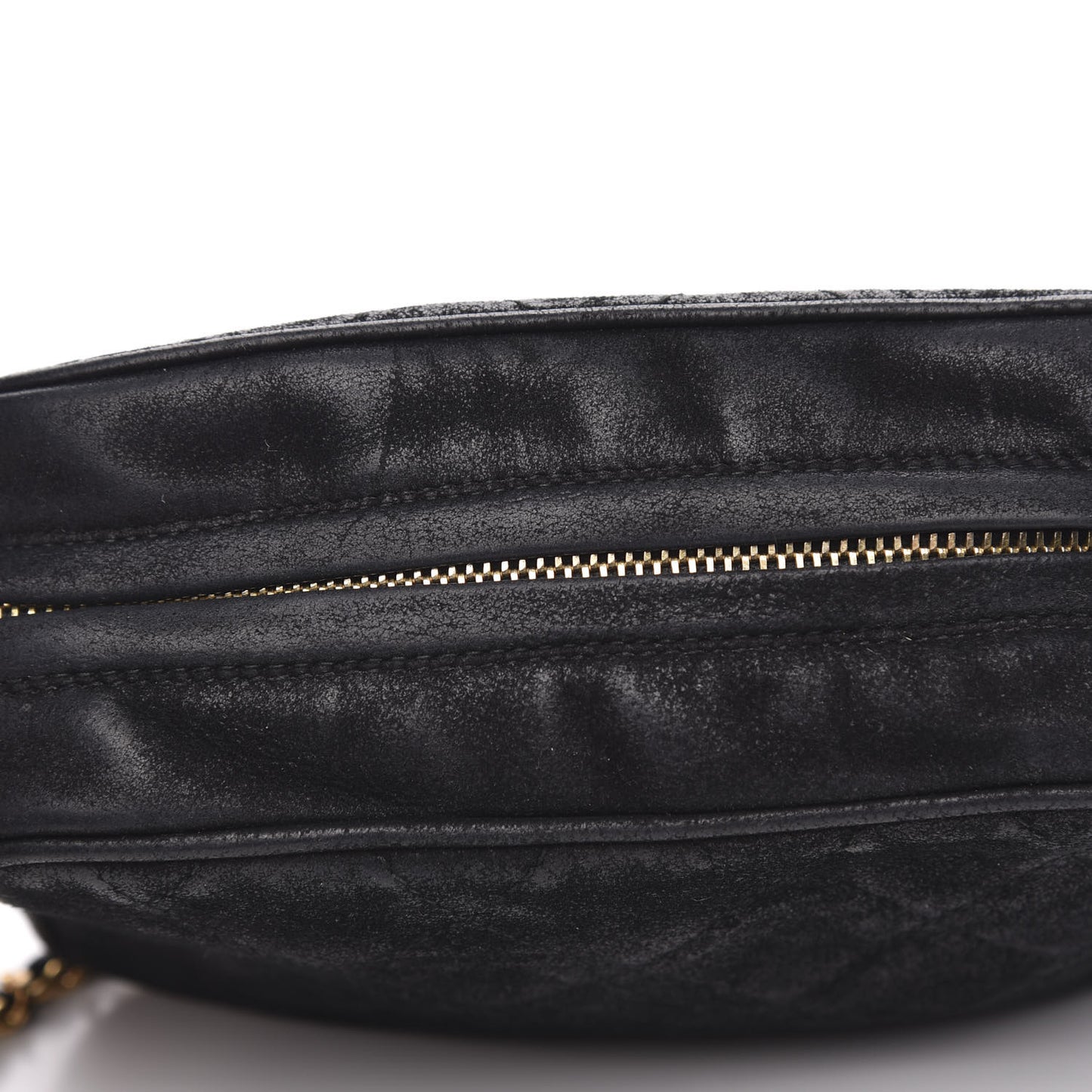 Suede Quilted Camera Case Crossbody Bag Black