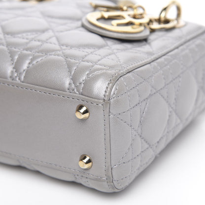 Christian Dior Metallic Lambskin Cannage Mini Lady Dior Grey 9 of 14