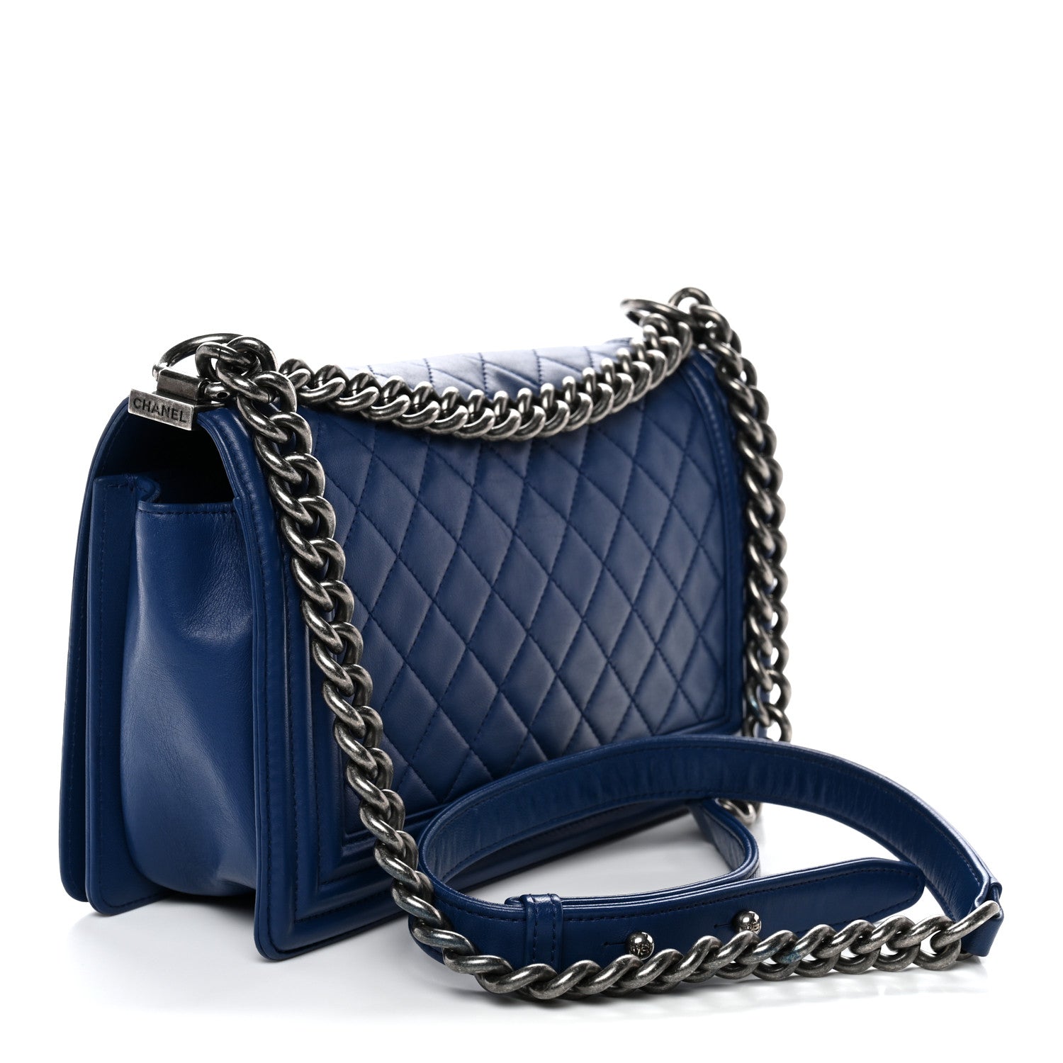 Chanel Lambskin Quilted Medium Boy Flap Blue 3 of 12