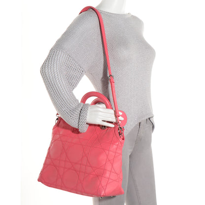 Christian Dior Lambskin Cannage Medium Granville Tote Light Coral 2 of 7
