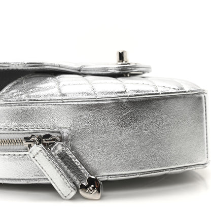 Chanel Metallic Lambskin Quilted CC In Love Heart Bag Silver 9 of 10