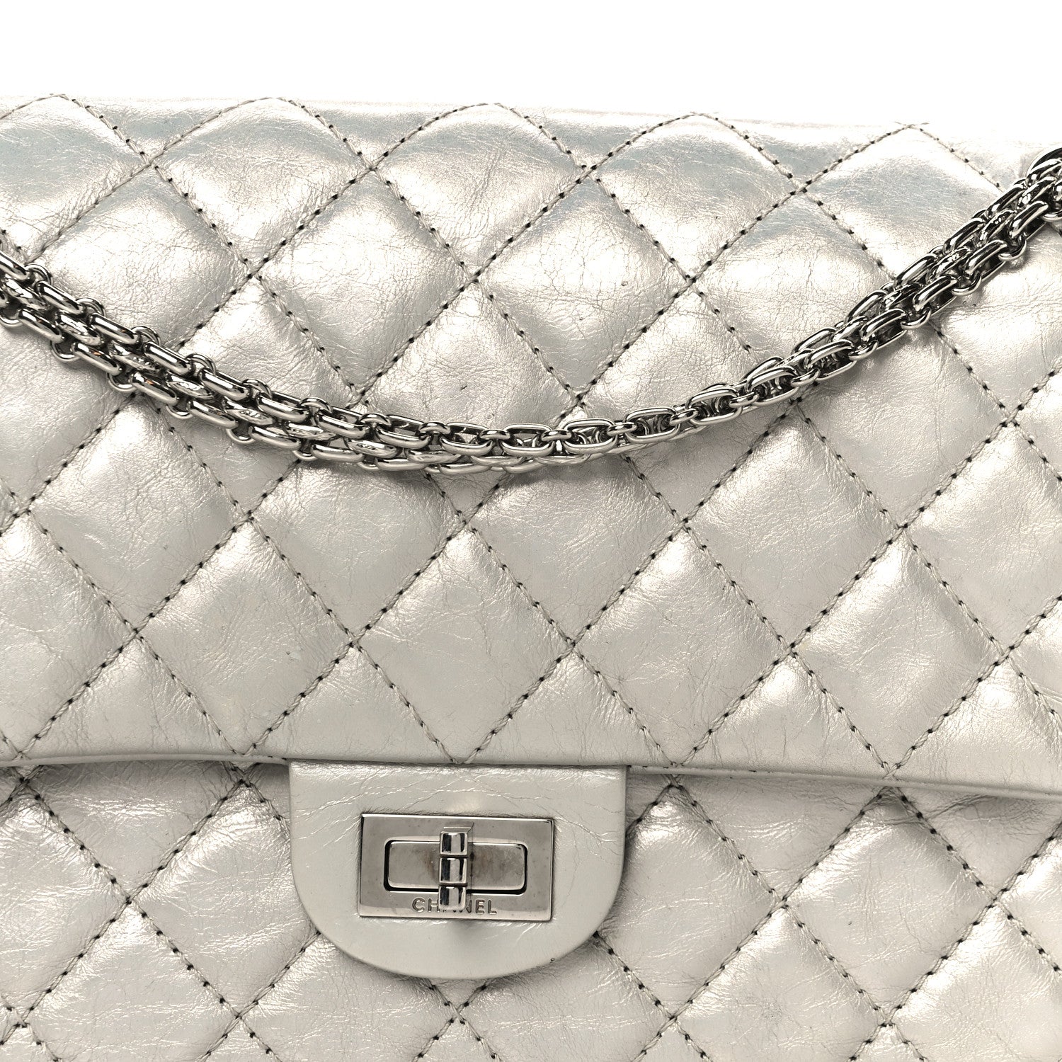 Chanel Metallic Lambskin Quilted 2.55 Reissue 226 Flap Silver 8 of 11