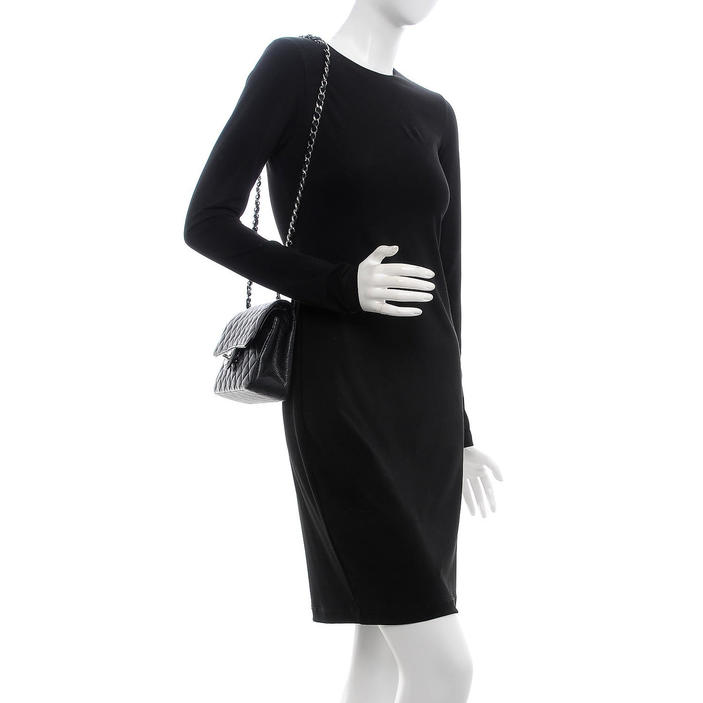 Caviar Quilted Small Double Flap Black