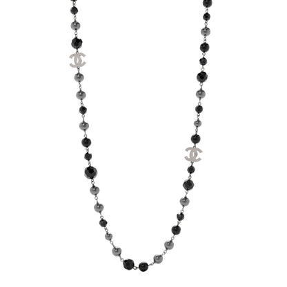 Chanel Ruthenium Pearl Beaded CC Long Necklace Black 1 of 6