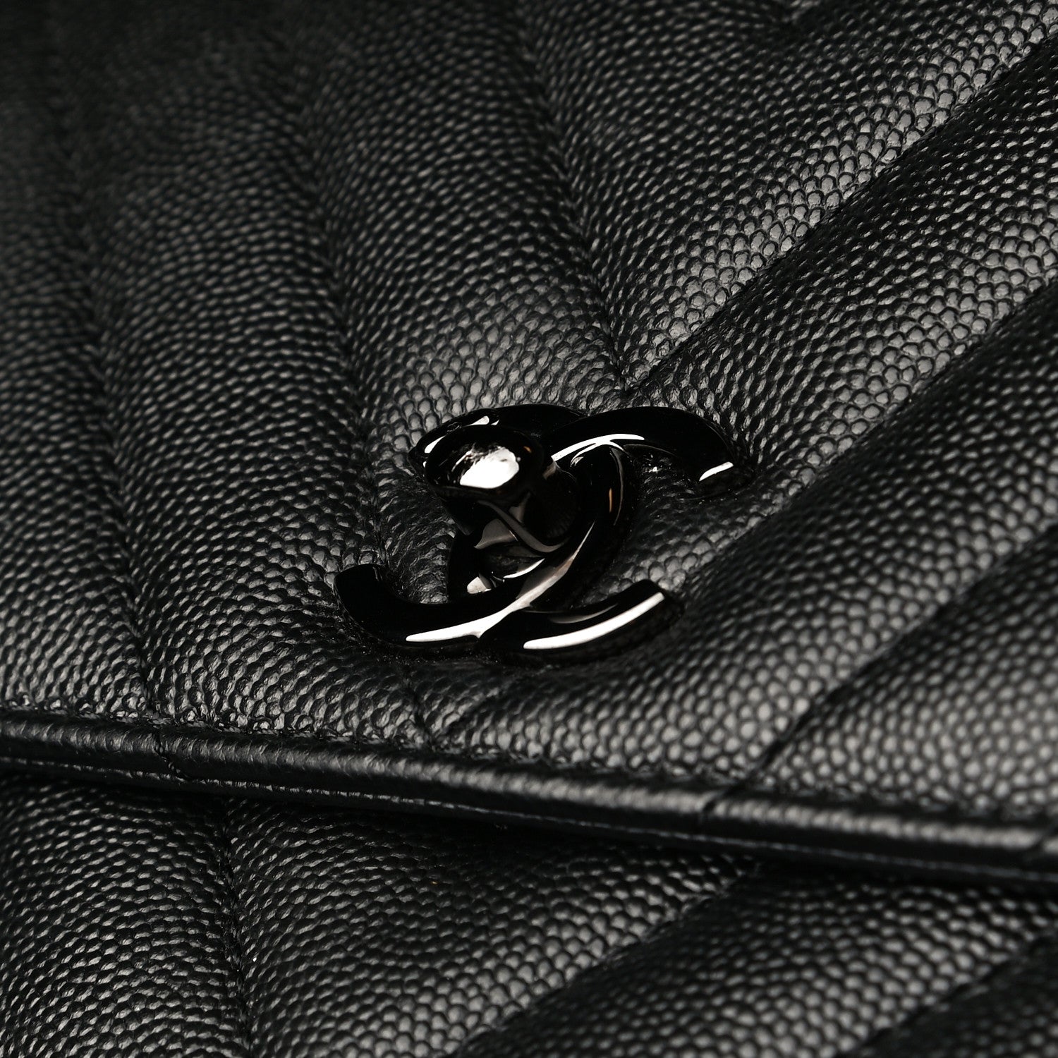 Chanel Caviar Chevron Quilted Mini Coco Handle Flap So Black 12 of 13
