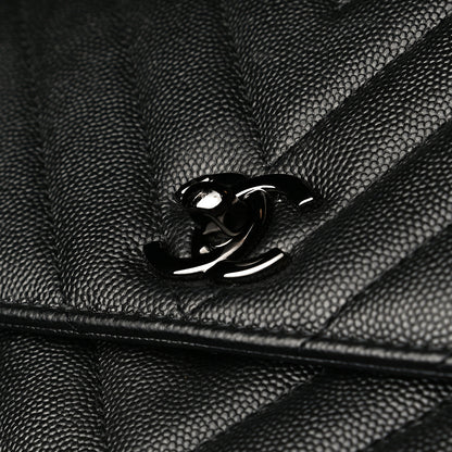 Chanel Caviar Chevron Quilted Mini Coco Handle Flap So Black 12 of 13