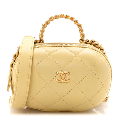 Chanel Lambskin Quilted CC Bubble Vanity Case With Chain Light Yellow 1 of 12