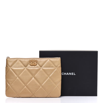 Chanel Metallic Lambskin Quilted Chanel 19 Pouch Gold 10 of 10
