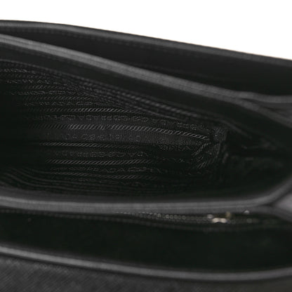 Prada Saffiano Lux Lock Flap Chain Shoulder Bag Black 5 of 10