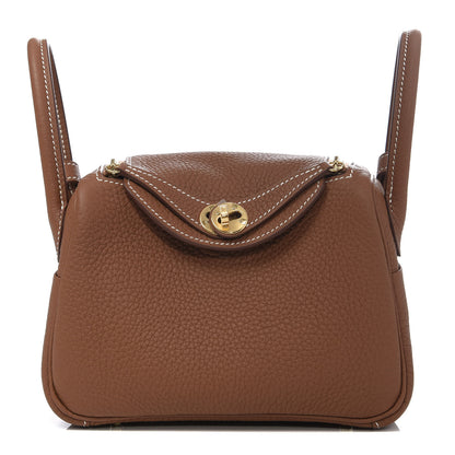 Hermes Taurillon Clemence Mini Lindy 20 Gold 1 of 11