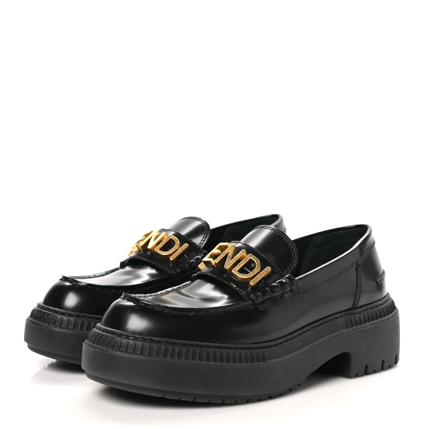 Fendi Vitello Abrasivato Fendigraphy 50mm Loafers 38.5 Black 3 of 12