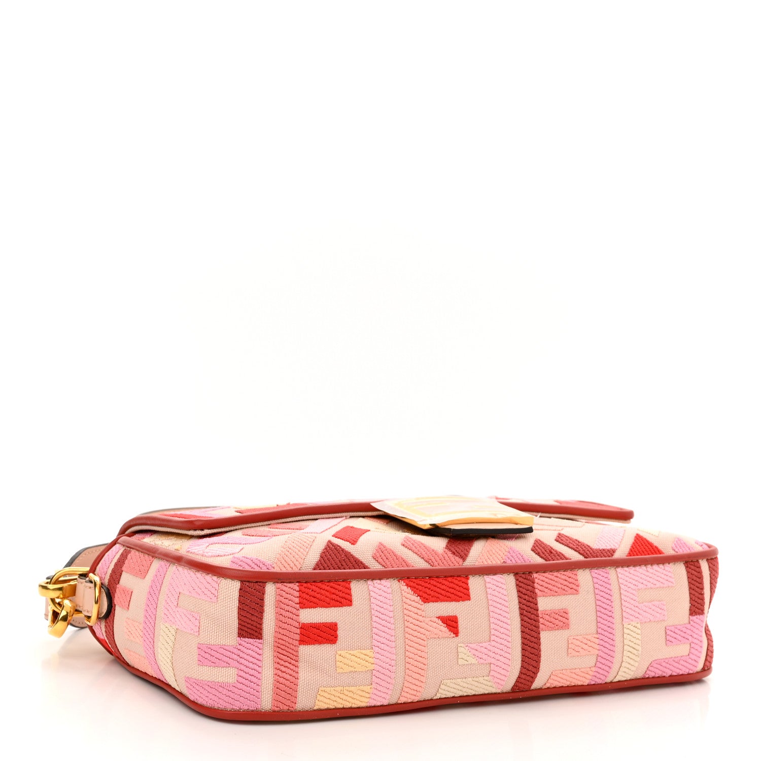 Fendi Canvas Vitello King FF Embroidered Baguette Rosa Quarzo Bloody Mary Multicolor 4 of 10