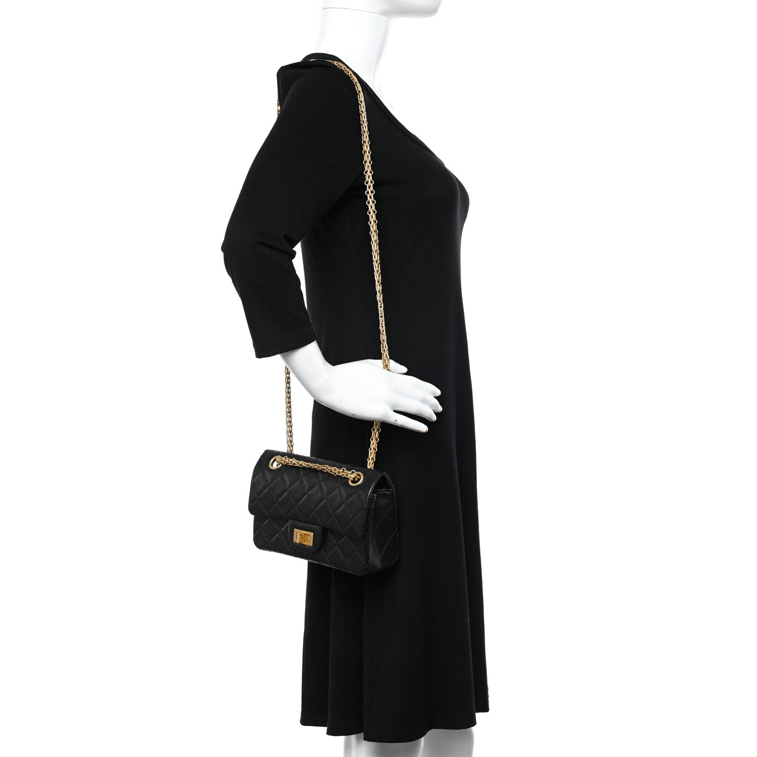 Chanel Aged Calfskin Quilted 2.55 Reissue Mini Flap Black 2 of 11