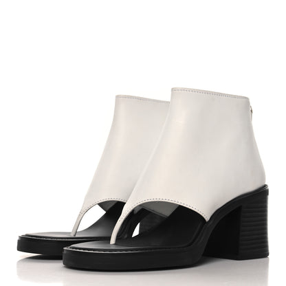 Miu Miu Calfskin Thong Ankle Booties 38.5 White Black 4 of 10