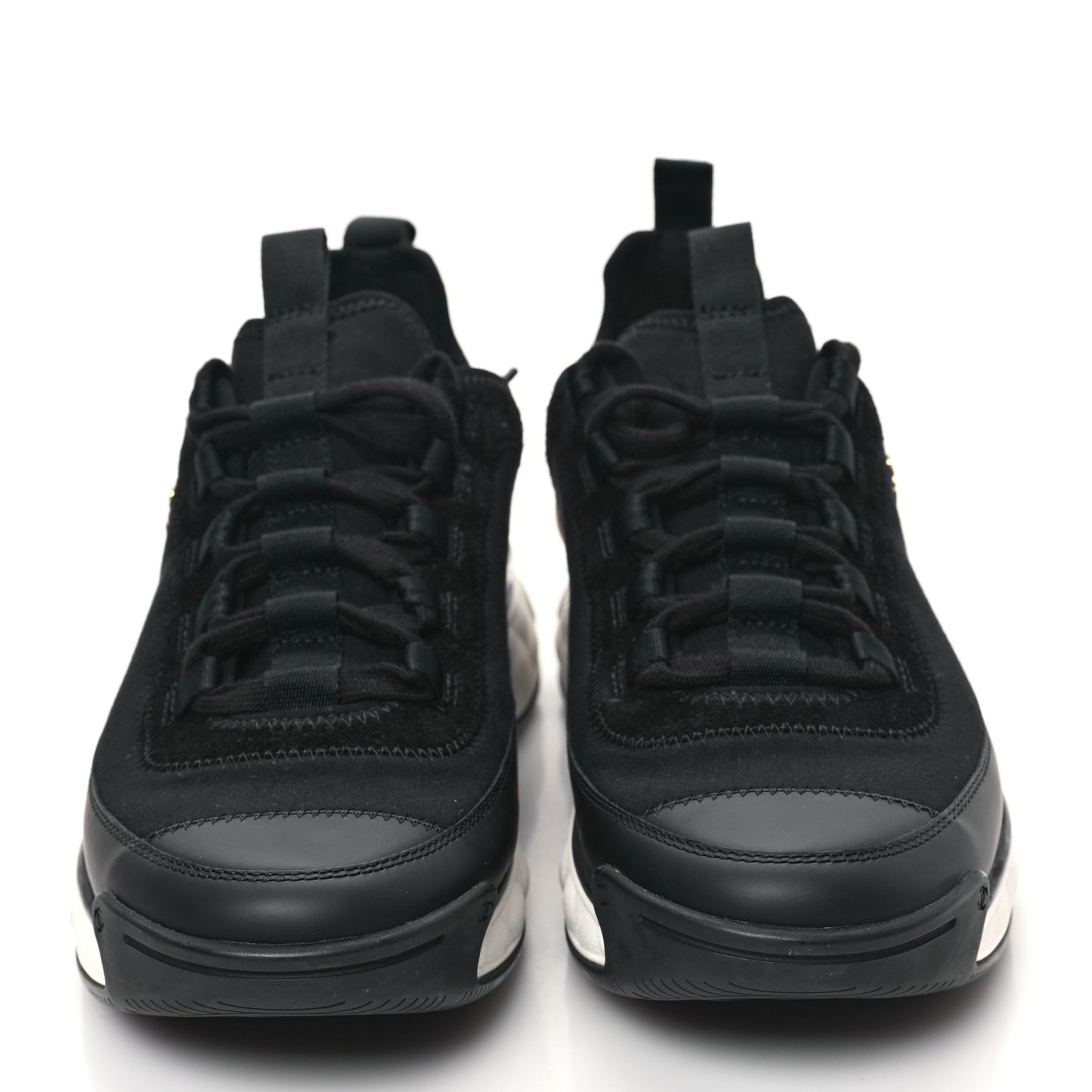 Velvet Calfskin Mixed Fibers CC Sneakers 39.5 Black