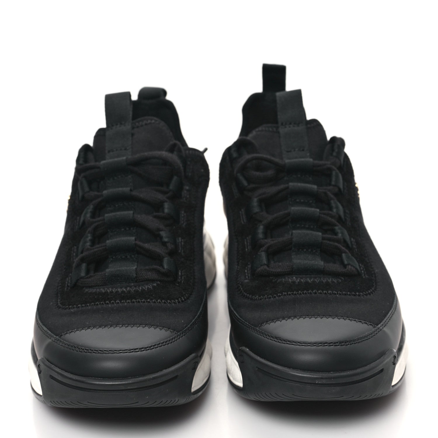 Chanel Velvet Calfskin Mixed Fibers CC Sneakers 39.5 Black 2 of 9