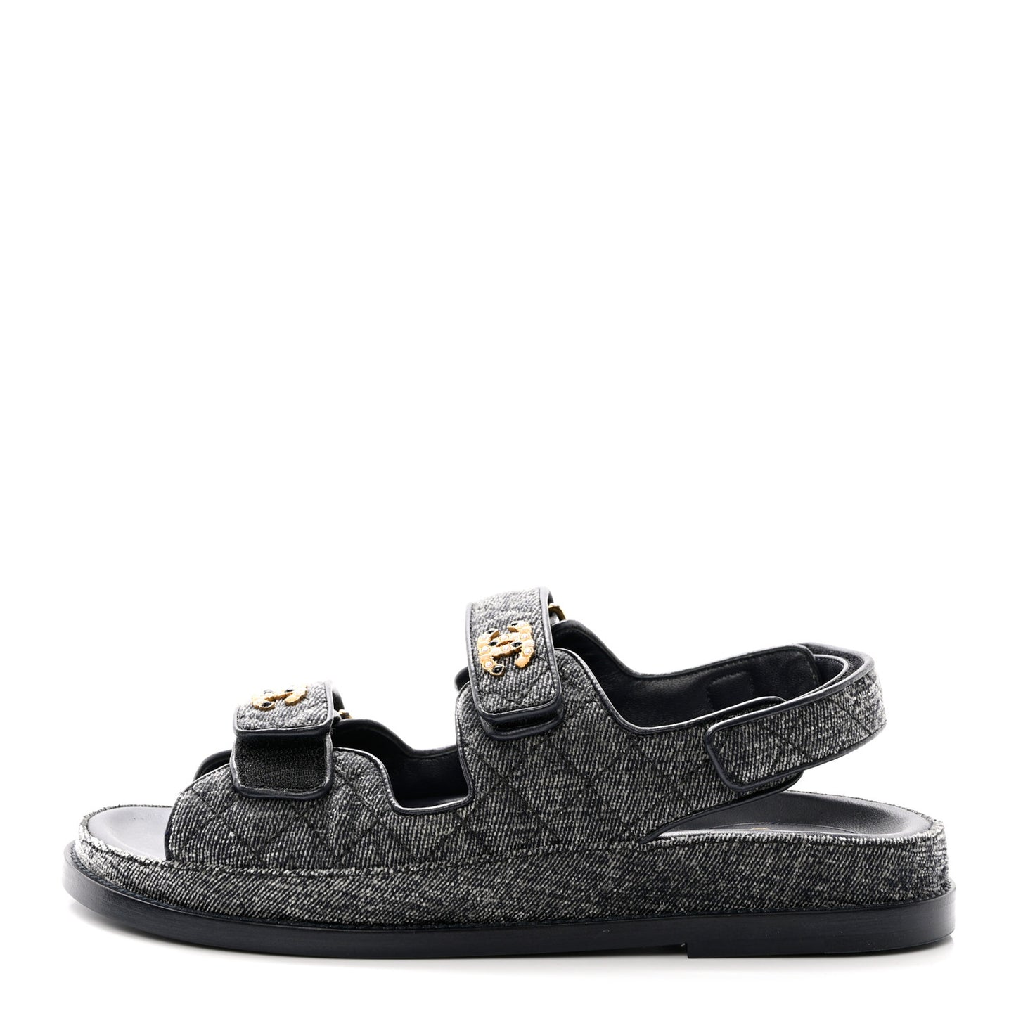 Denim Quilted Dad Sandals 37.5 Grey