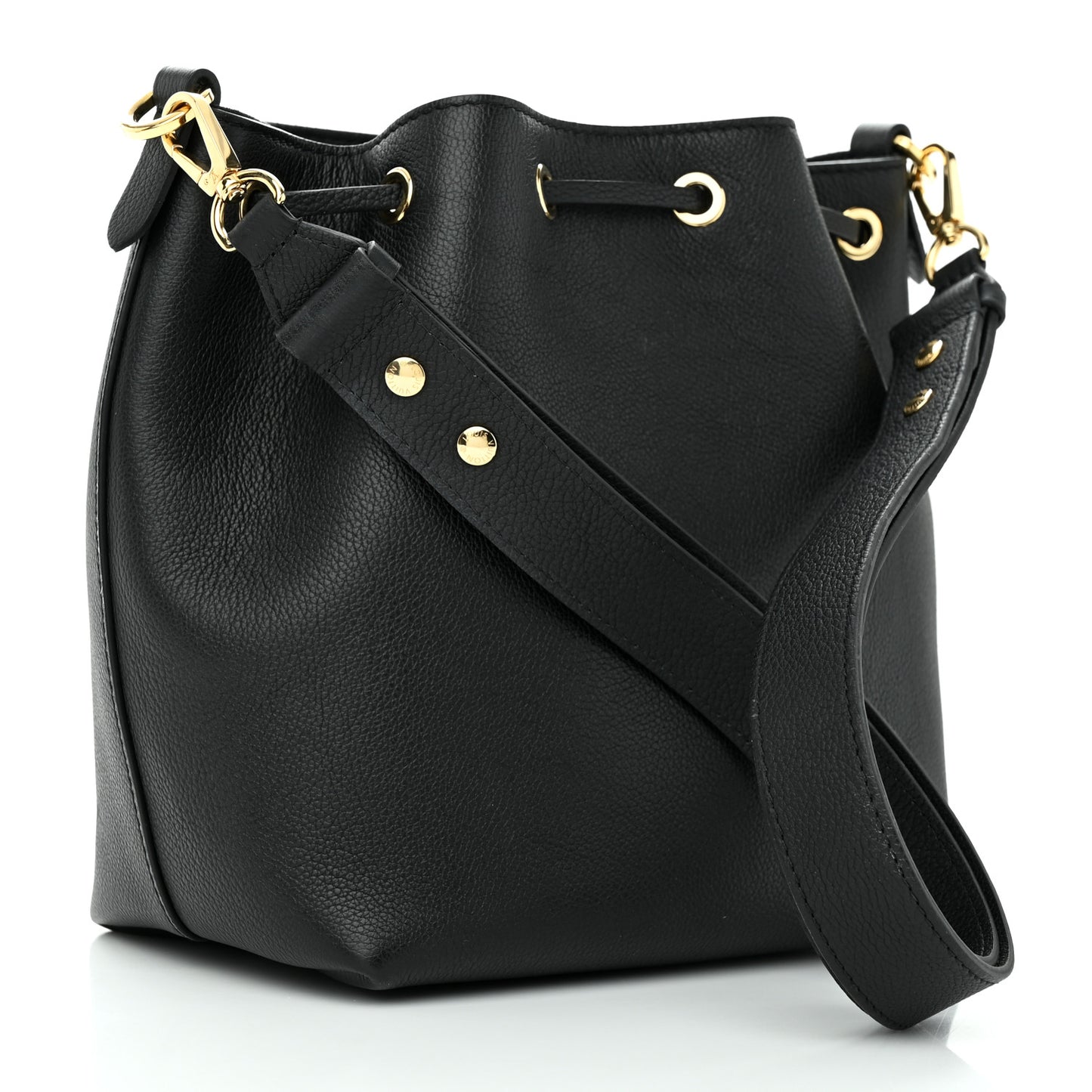 Calfskin Lockme Bucket MM Black