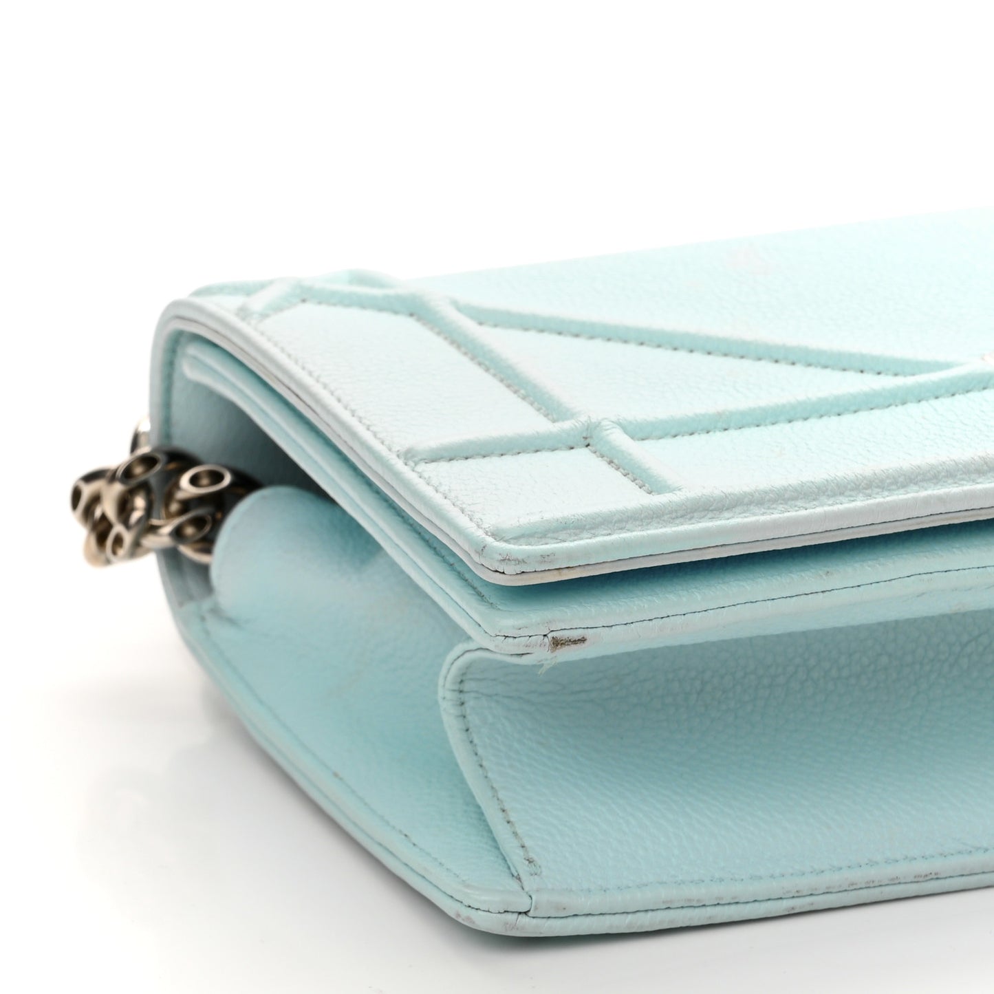 Grained Calfskin Small Diorama Flap Bag Light Blue