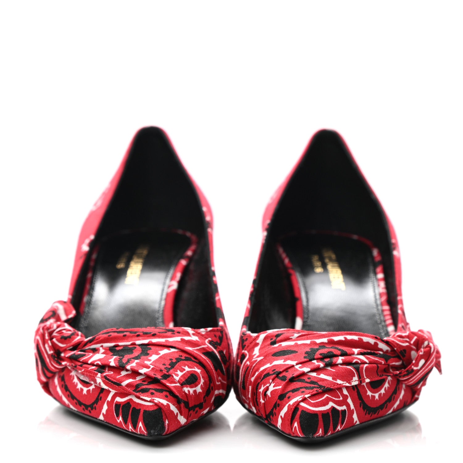 Saint Laurent Bandana Charlotte Kitten Heel Pumps 37 Red 2 of 9