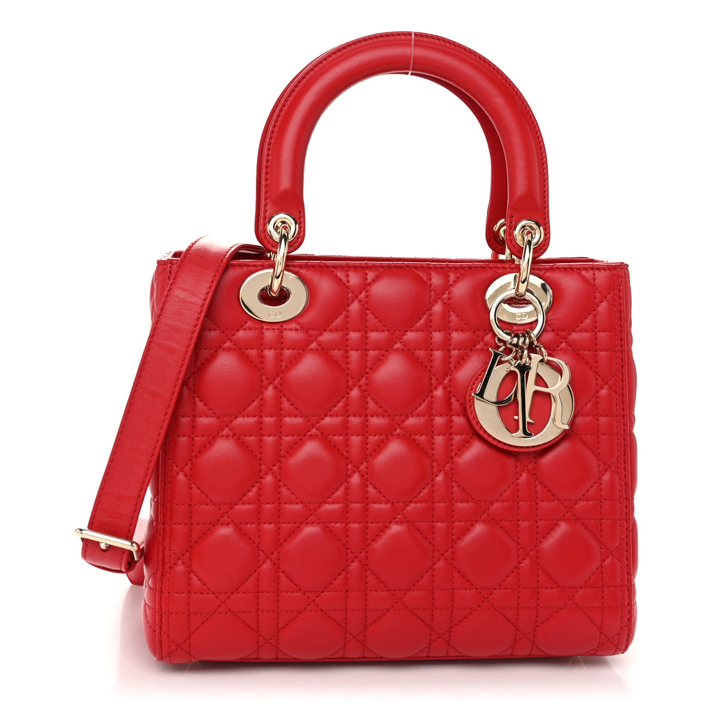 Lambskin Cannage Medium Lady Dior Red