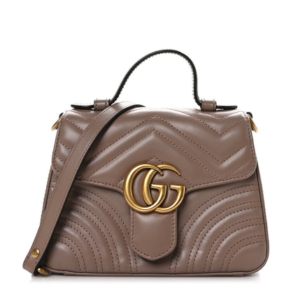 Gucci Calfskin Matelasse Mini GG Marmont Top Handle Shoulder Bag Porcelain Rose 1 of 9