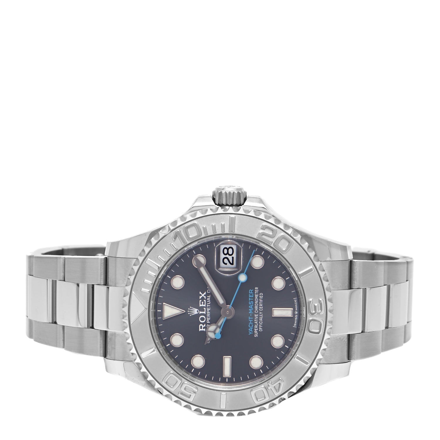 Rolex Stainless Steel Platinum 37mm Oyster Perpetual Date Yacht-Master Watch Slate 268622 2 of 5