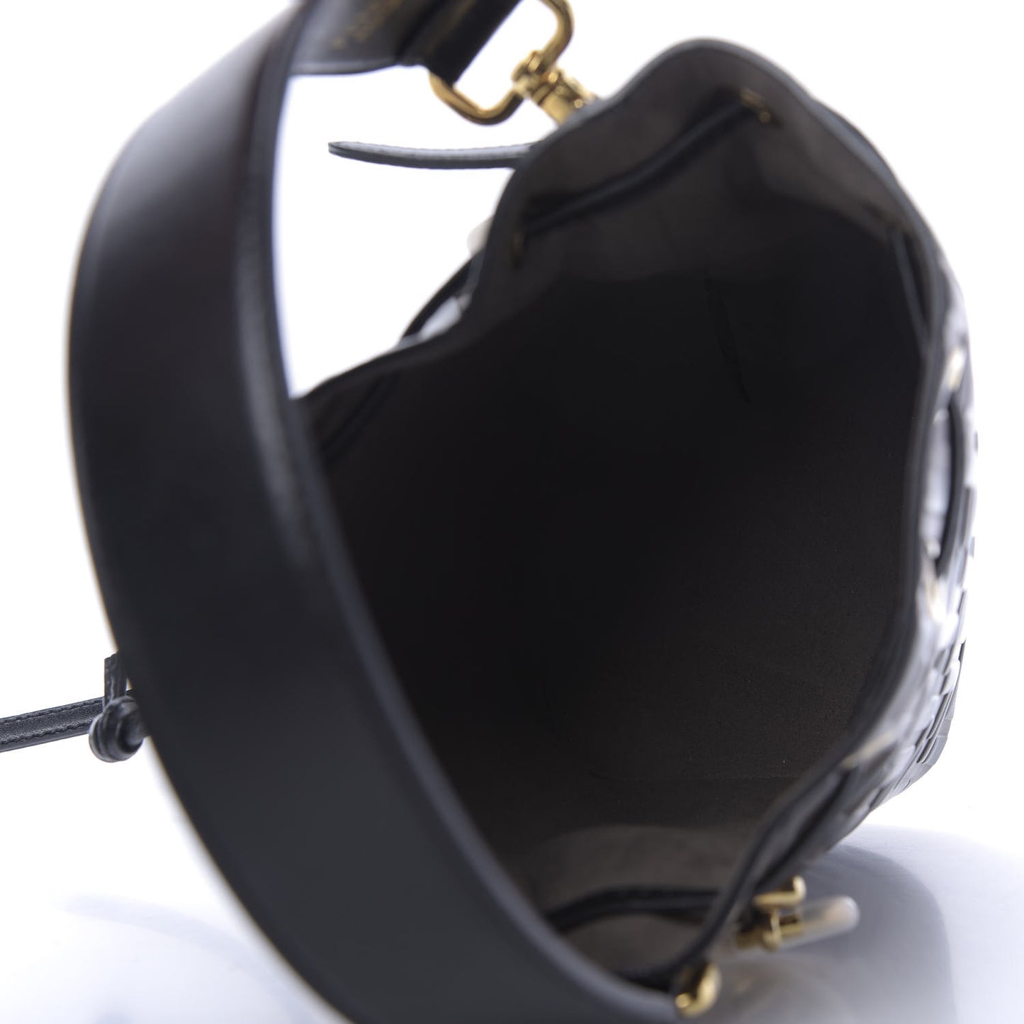 Vitello Liberty F is Fendi Bi-Color FF 1974 Embossed Mini Mon Tresor Bucket Bag Maya Black