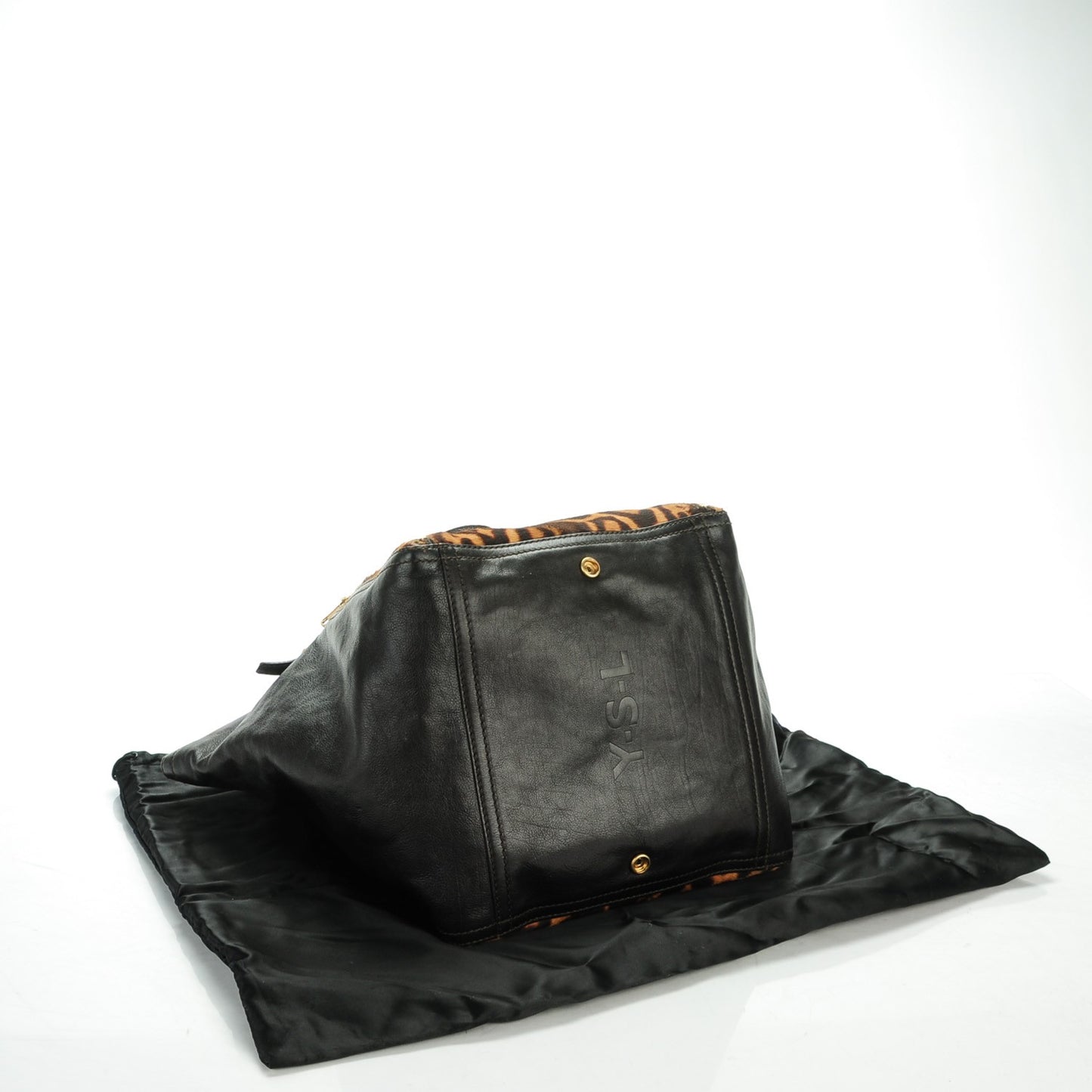 Calfskin Leopard Print Pony Hair Medium Downtown Tote Dark Brown